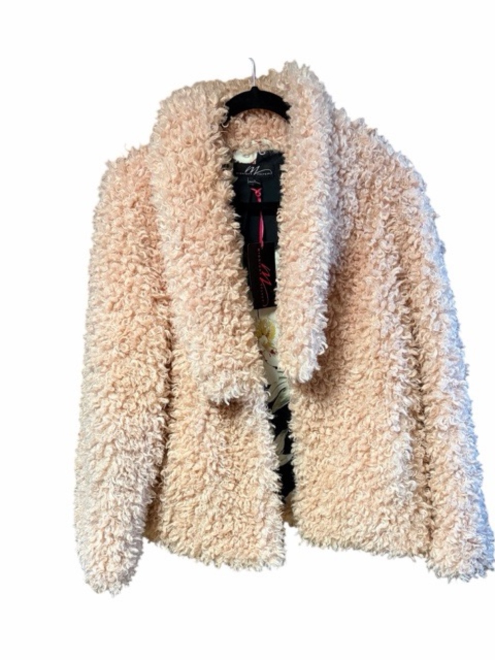 Midnight Velvet Faux Fur Blush Pink‎ Cozy Teddy Jacket NWT